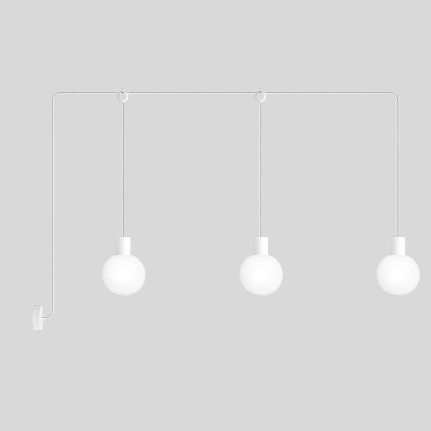 Modulair Outdoor Lamp, suitable for wet locations, with 3 drops and Unbreak-a-Ball unbreakable shades - White
