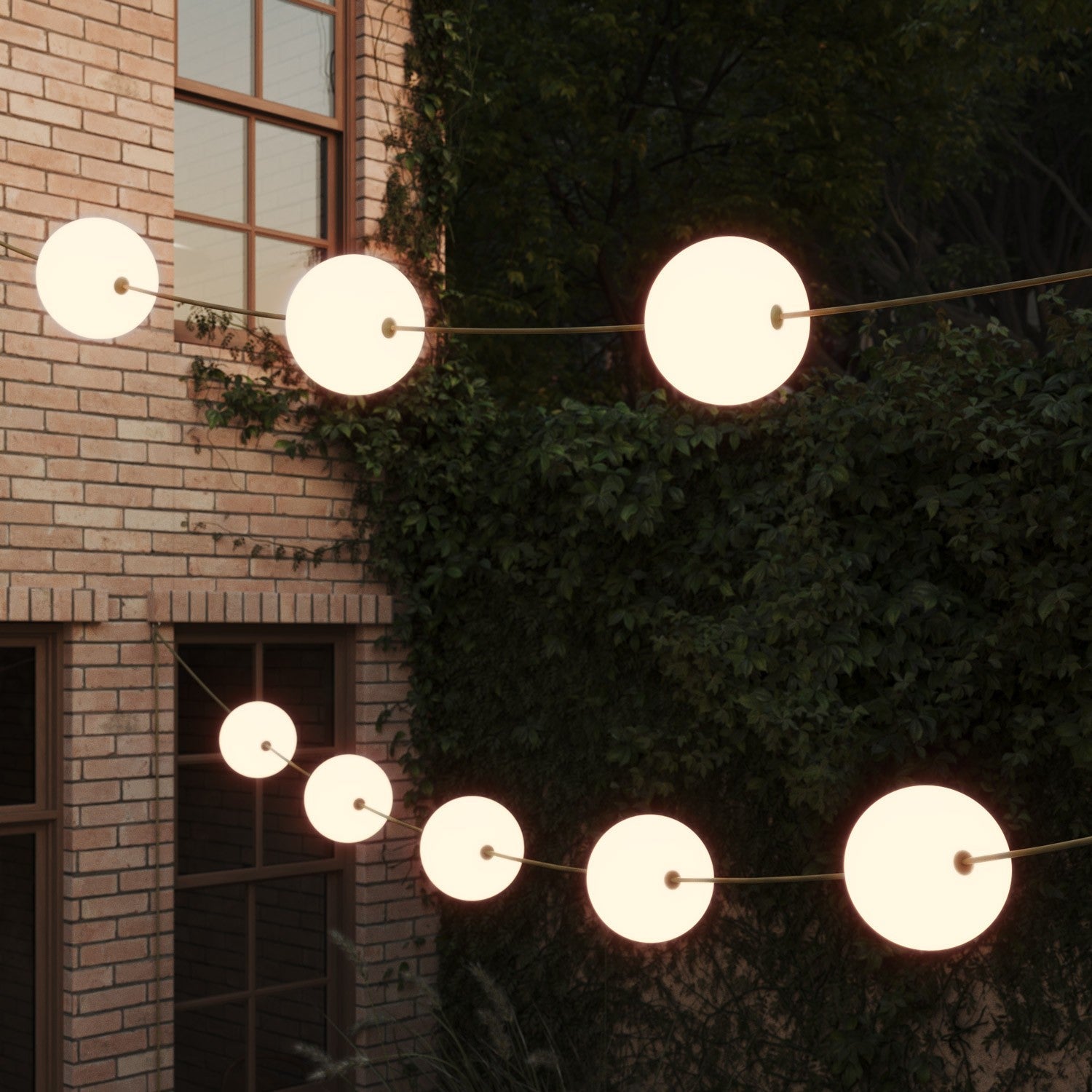 Outdoor 12-Light String Light for wet locations Olive Green, Power supply with US plug - Marina12 Cherry