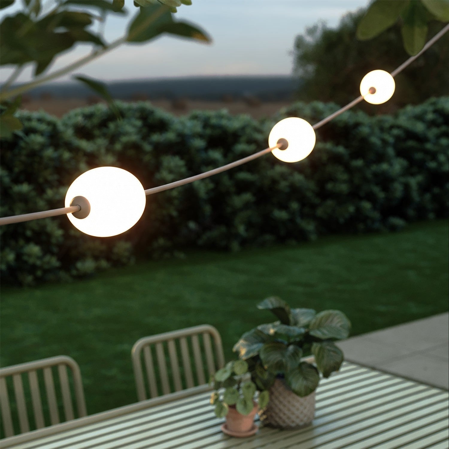 Outdoor 3-Light String Light for wet locations Desert Brown, Power supply with US plug - Marina3