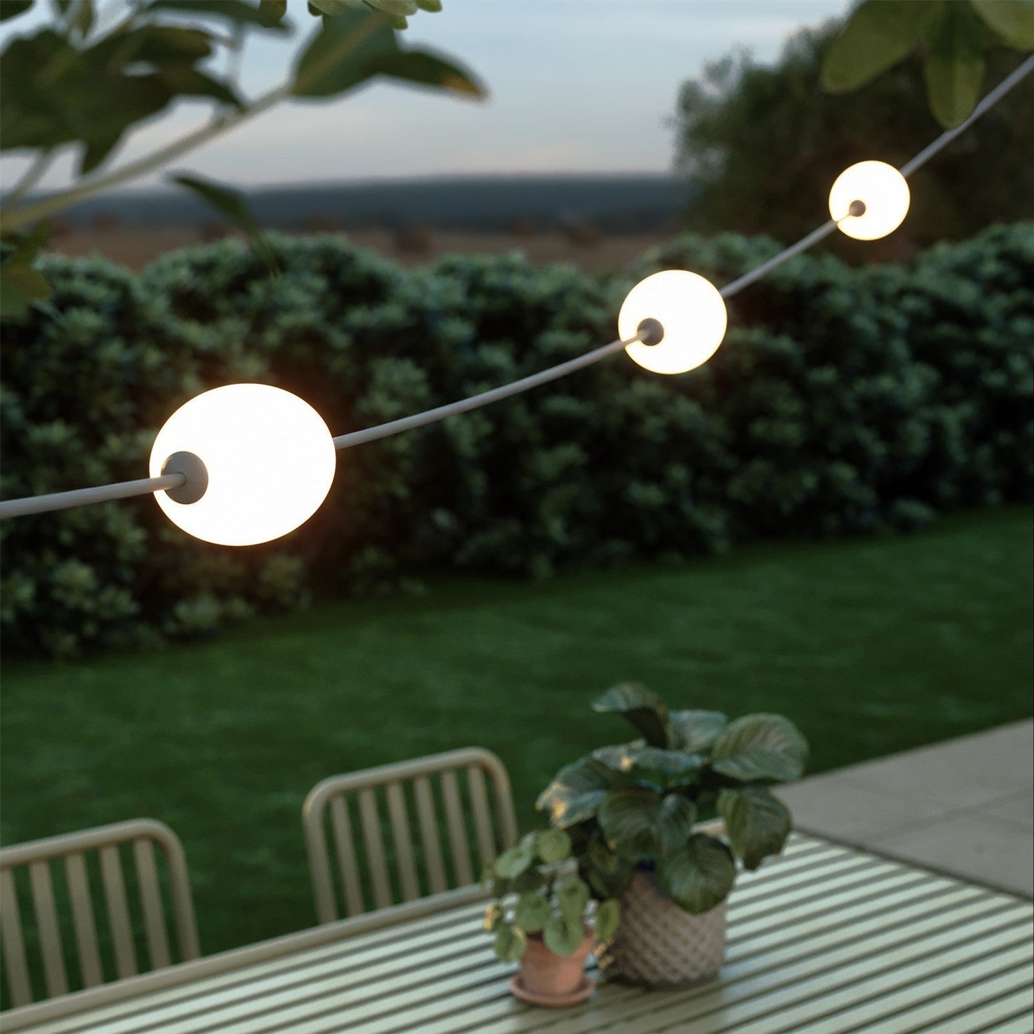 Outdoor 3-Light String Light for wet locations Gray, Power supply with US plug - Marina3