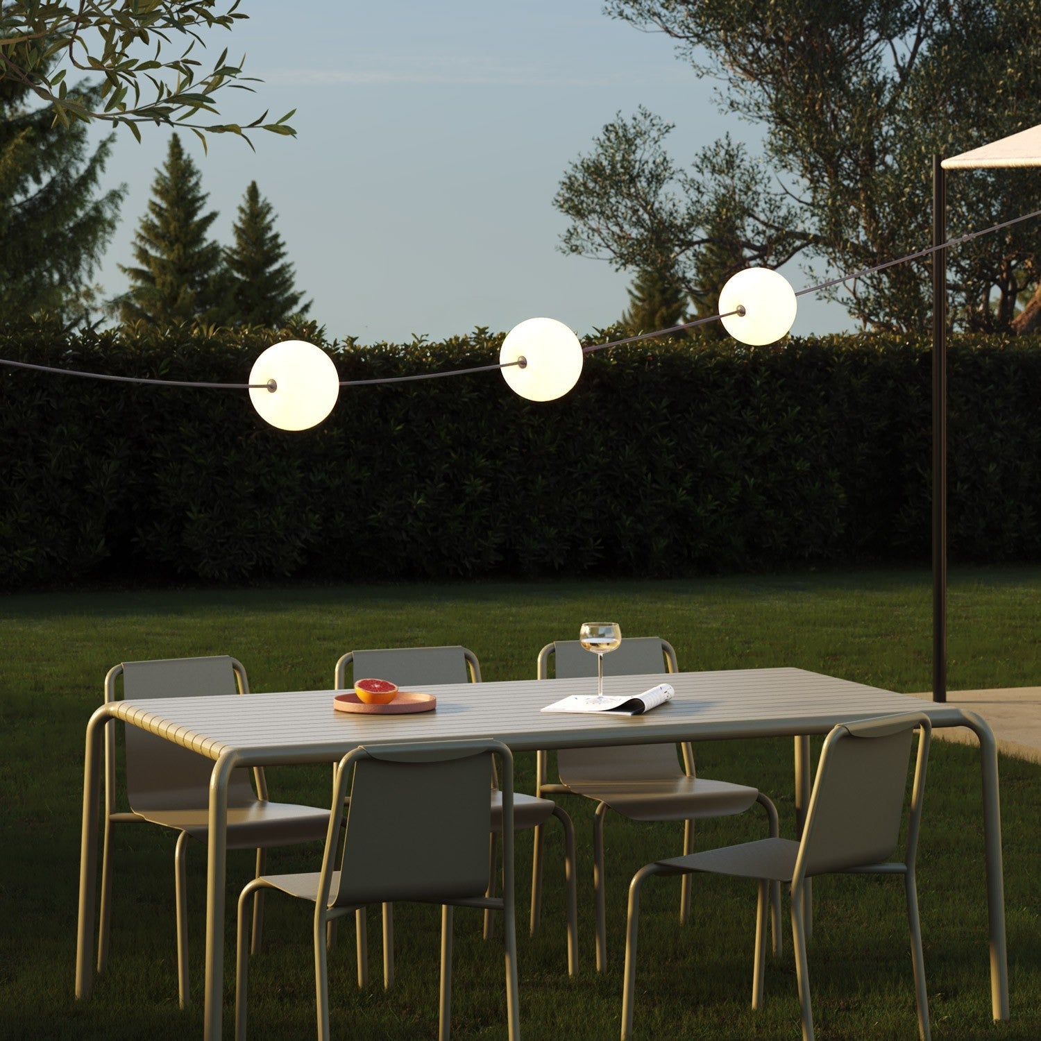 Outdoor 3-Light String Light for wet locations Gray, Power supply with US plug - Marina3 Cherry 70 cm