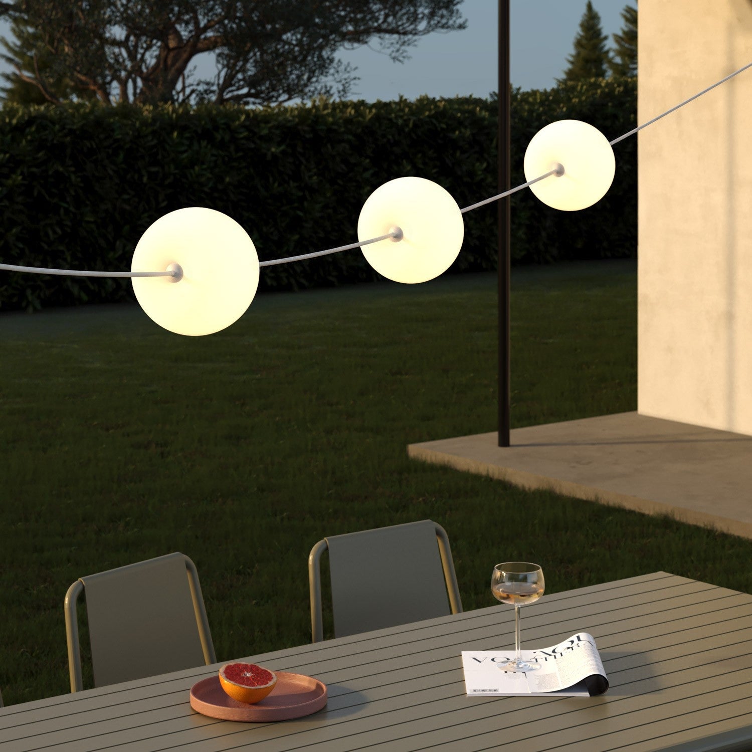 Outdoor 3-Light String Light for wet locations White Sand, Power supply with US plug - Marina3 Cherry 70 cm