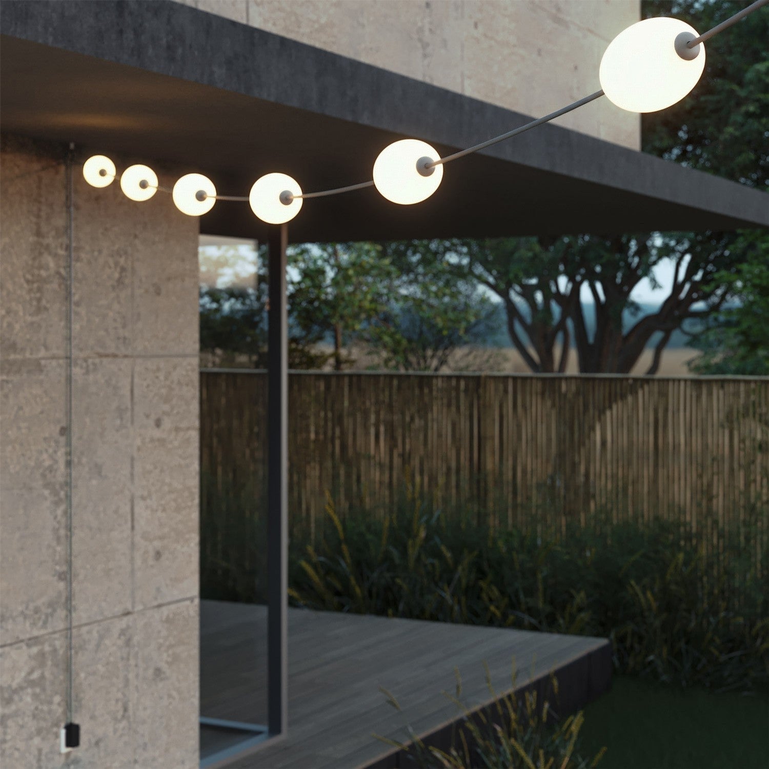 Outdoor 6-Light String Light for wet locations Gray, Power supply with US plug - Marina6