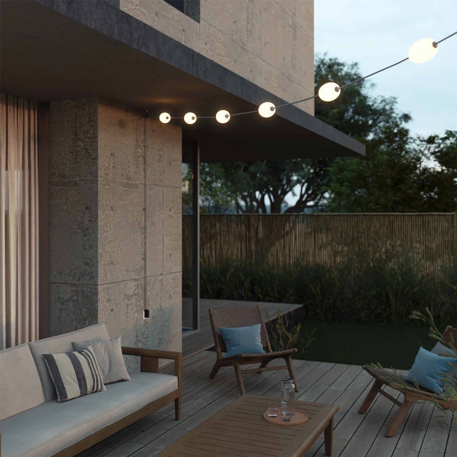 Outdoor 6-Light String Light for wet locations Gray, Power supply with US plug - Marina6