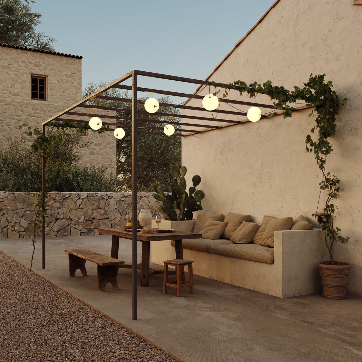 Outdoor 6-Light String Light for wet locations Gray, Power supply with US plug - Marina6 Cherry 140 cm