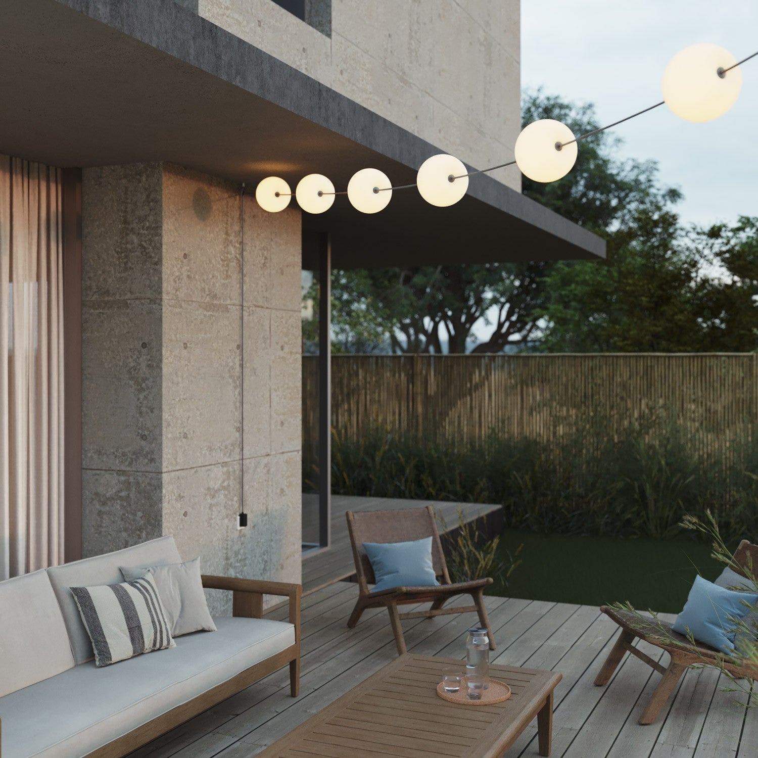 Outdoor 6-Light String Light for wet locations Gray, Power supply with US plug - Marina6 Cherry 70 cm