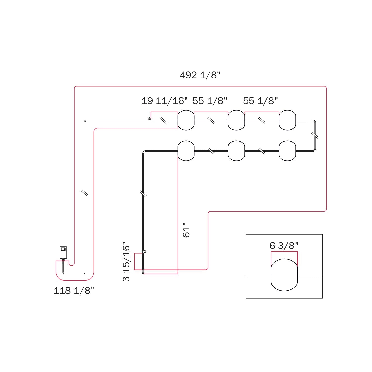 Outdoor 6-Light String Light for wet locations Gray, Power supply with US plug - Marina6 Cherry 140 cm