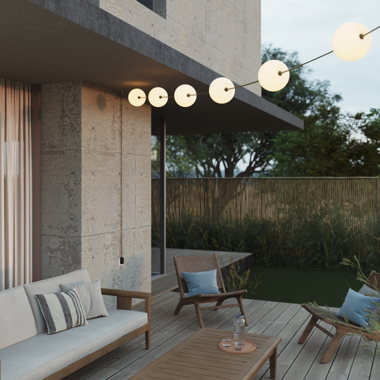 Outdoor 6-Light String Light for wet locations Olive Green, Power supply with US plug - Marina6 Cherry 70 cm