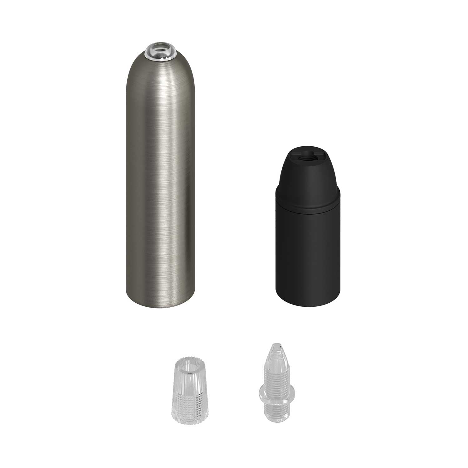 P-Light, UL E12 metal socket kit with hidden cable clamp - Brushed titanium