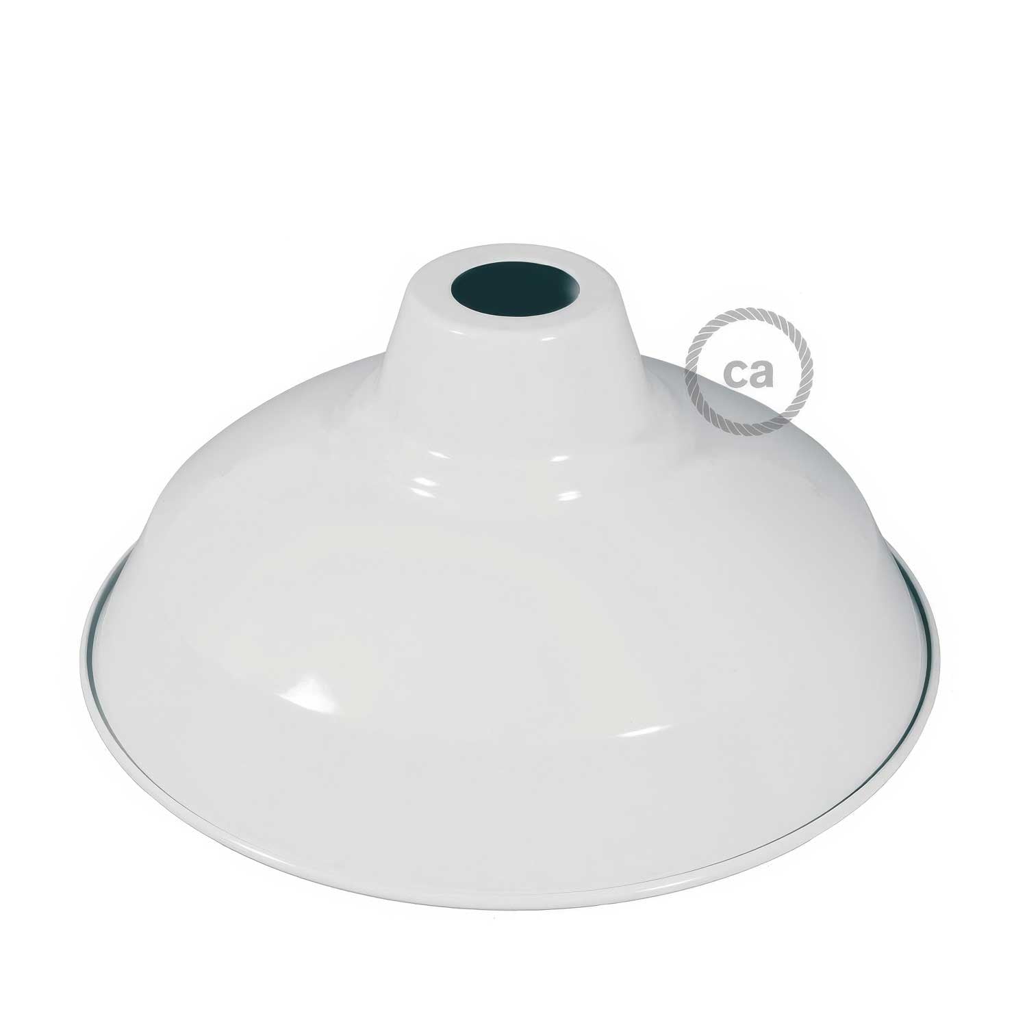 Paralume Bistrot in metallo smaltato con attacco E27, diametro 30 cm - Bianco