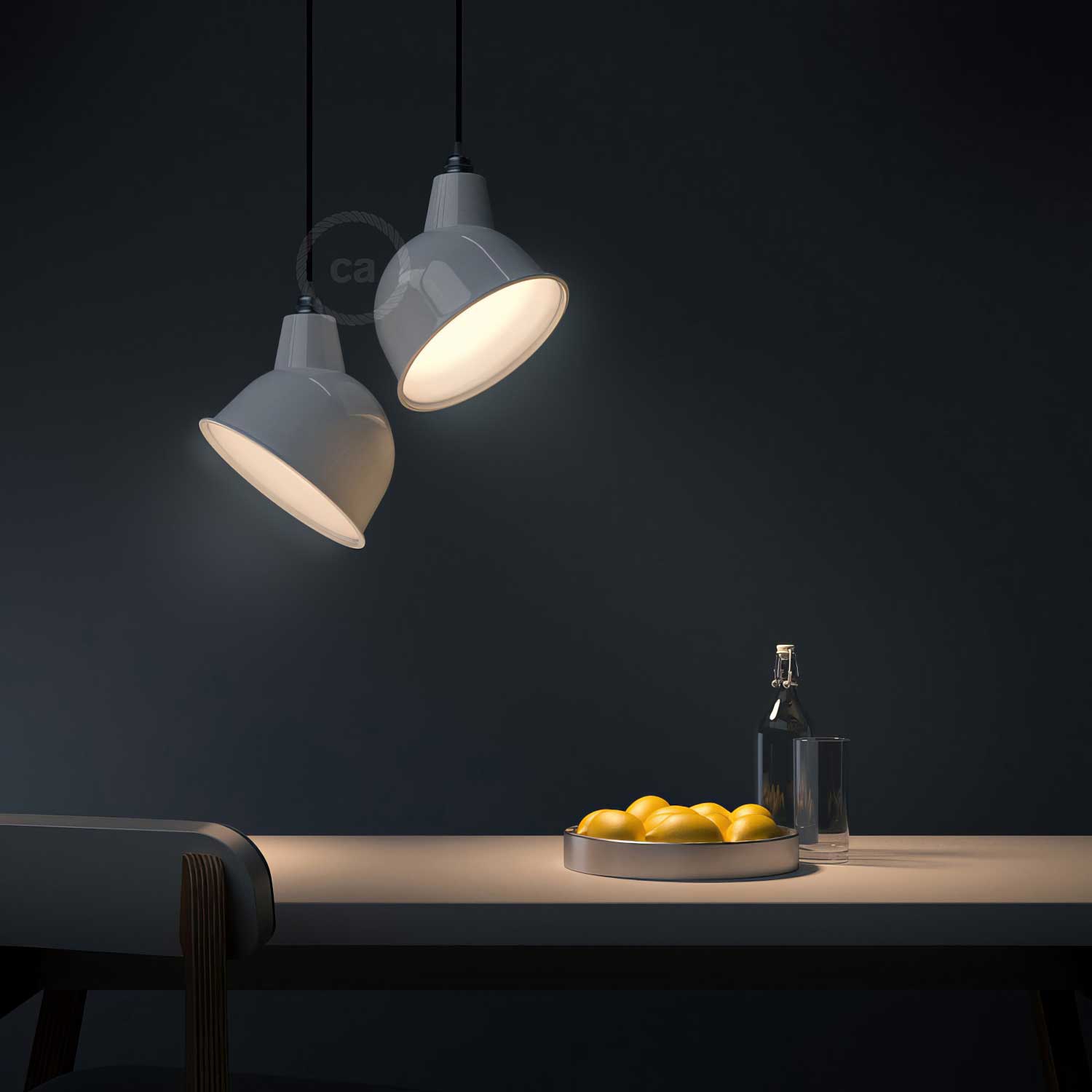 Paralume Broadway in metallo smaltato con attacco E27 - Bianco