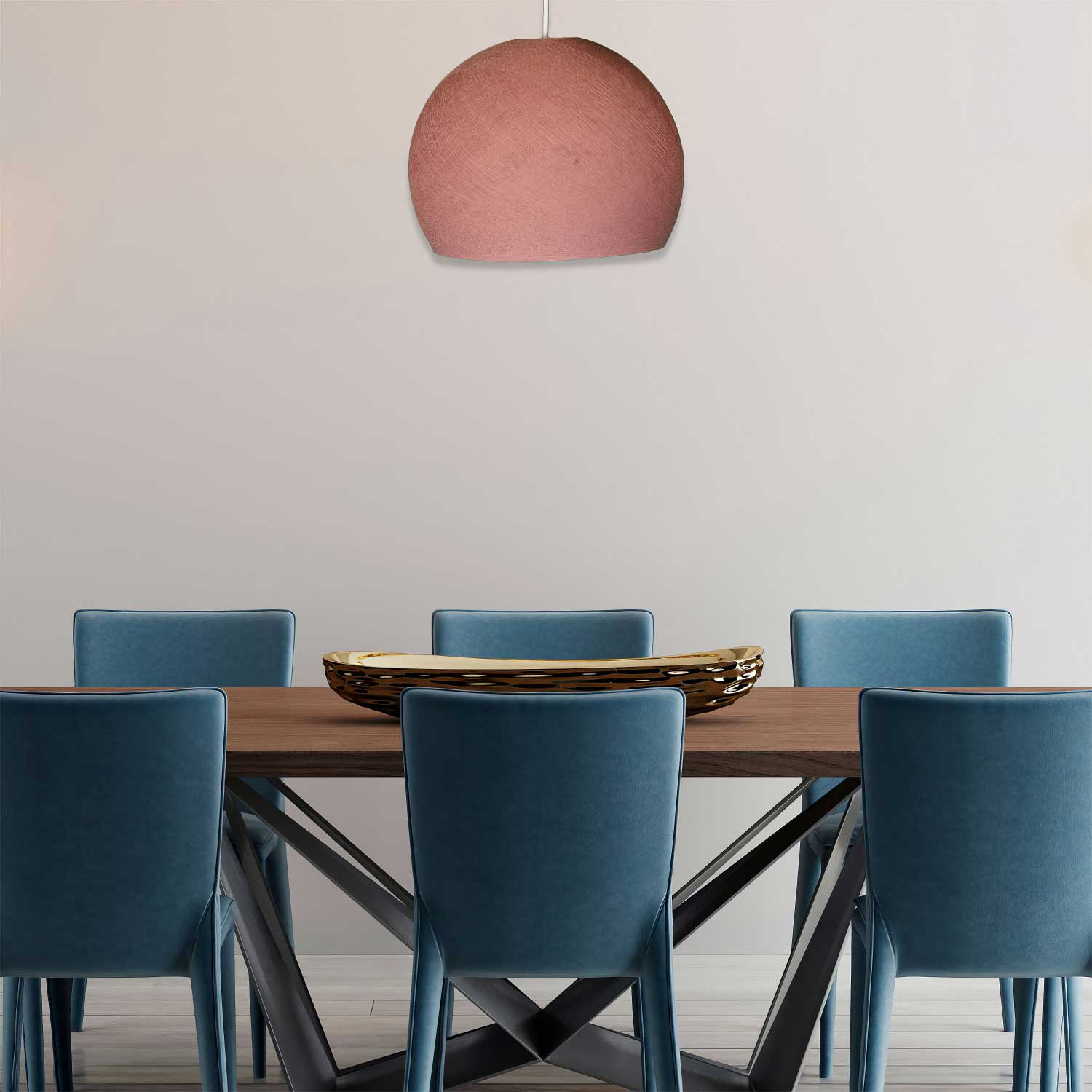 Paralume Cupola in filo 100% fatto a mano - Poliestere Cipria