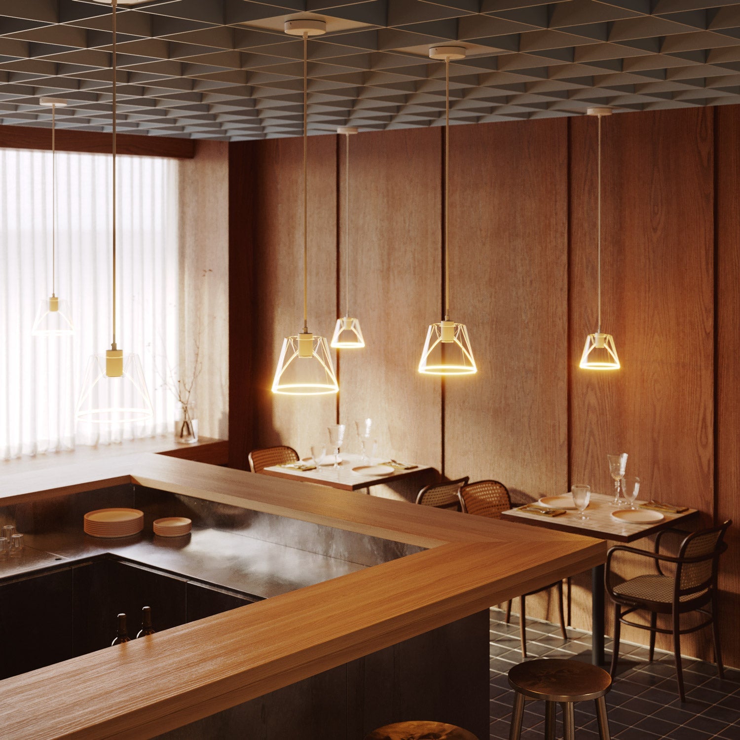 Pendant lamp with clear cone Ghost bulb - Matt white - Creative Cables