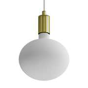 Pendant lamp with textile cable and contrasting metal details - Brass