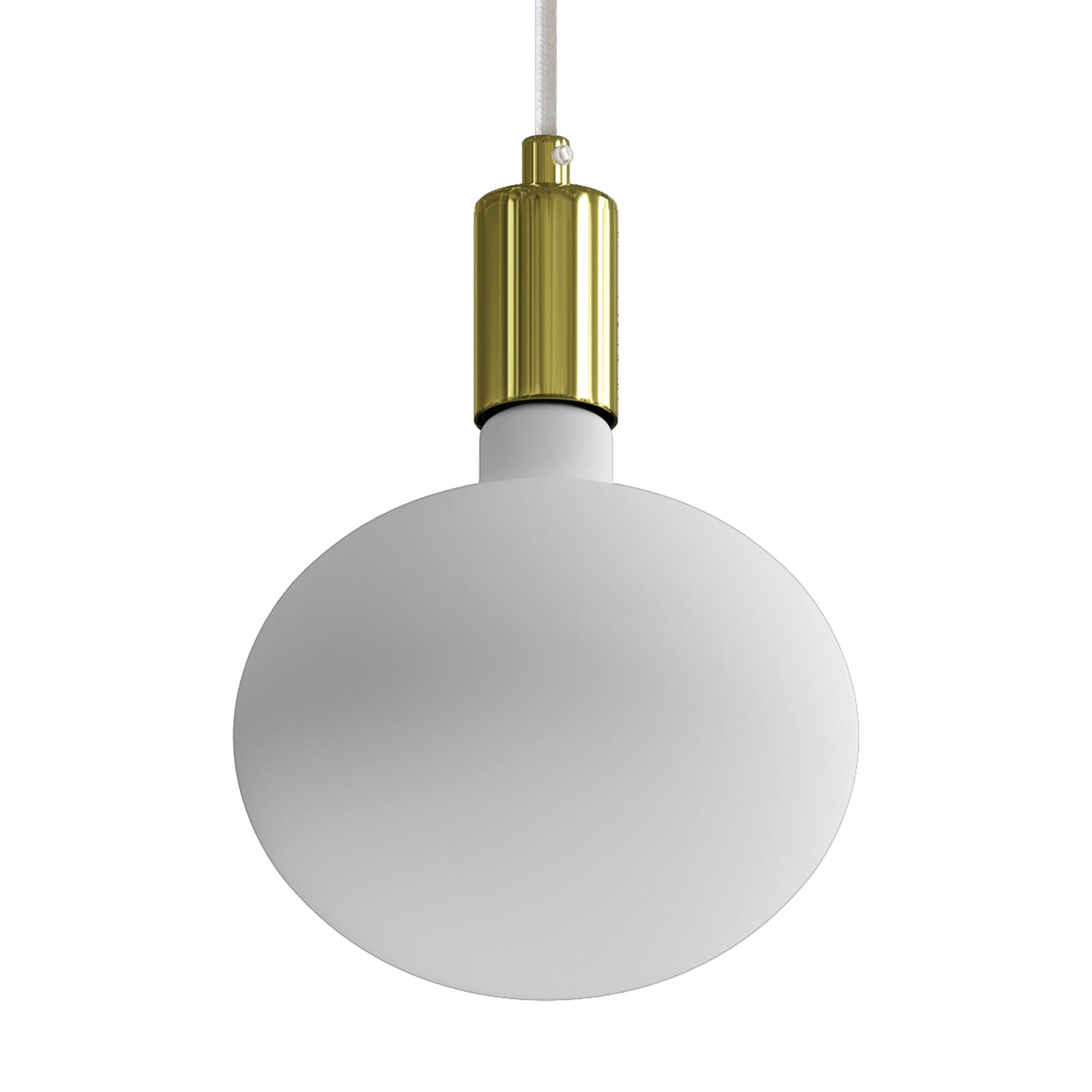 Pendant lamp with textile cable and contrasting metal details - Brass