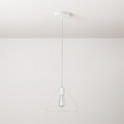 Lampada a sospensione completa di cavo tessile, paralume Duedì Apex e finiture in metallo - Bianco