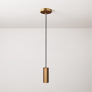 Pendant lamp with textile cable, Tub-E12 lampshade and metal details - Brushed bronze