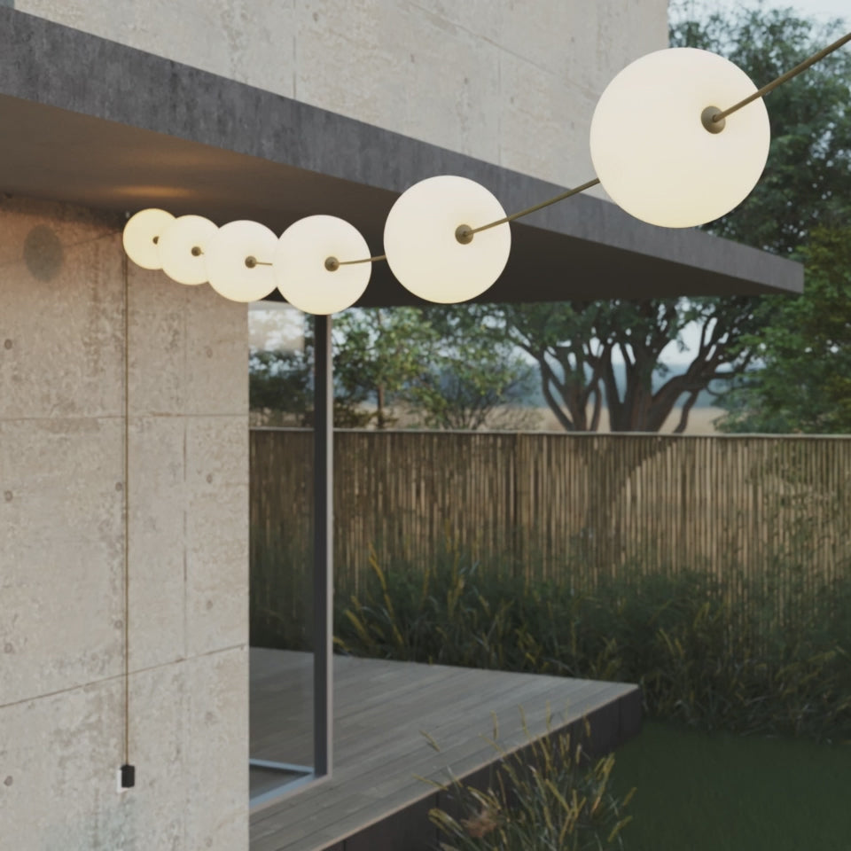 Load video: Outdoor 6-Light String Light for wet locations White Sand, Power supply with US plug - Marina6 Cherry