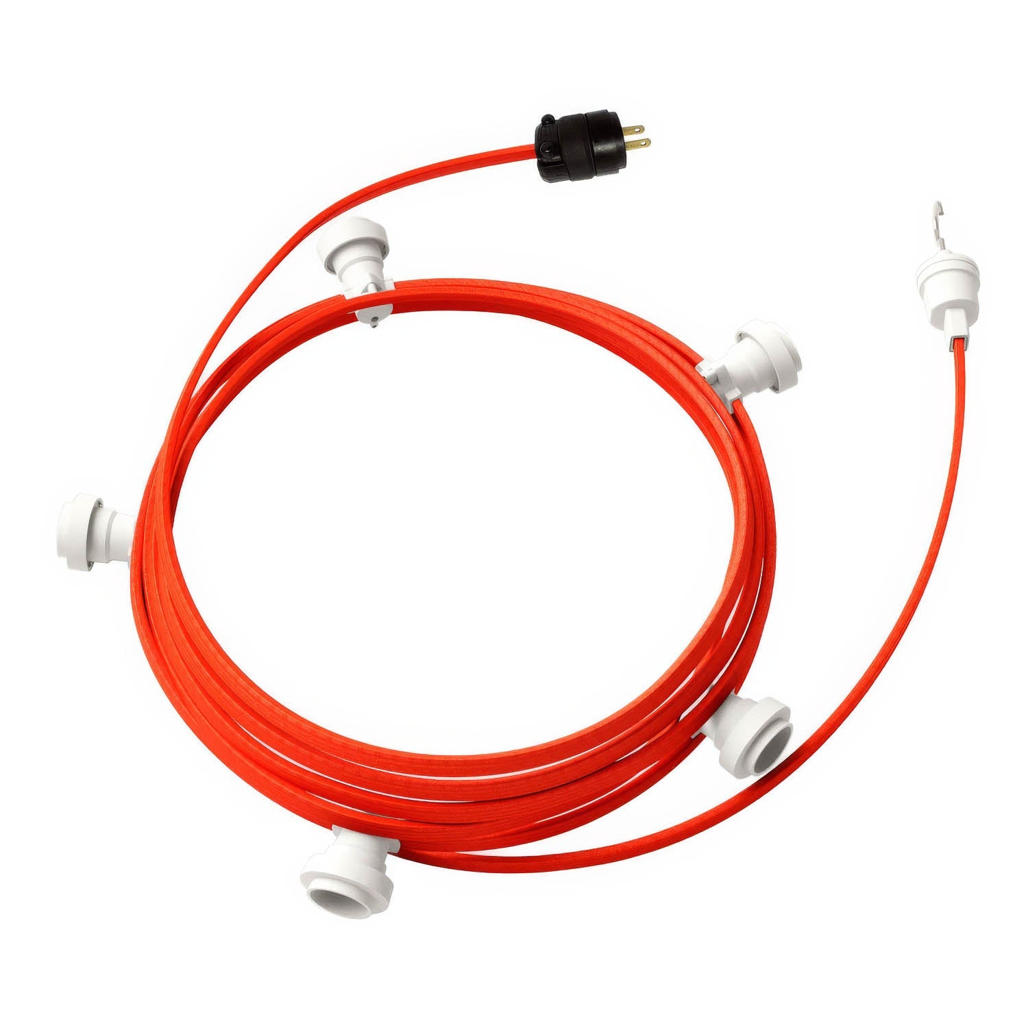 Ready-to-use 25ft String Light with 5 white Sockets, Hook and Plug - CF15