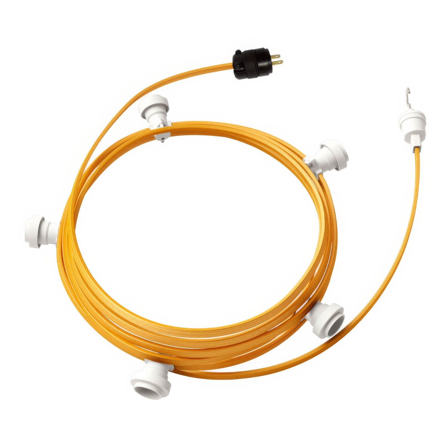 Ready-to-use 25ft String Light with 5 white Sockets, Hook and Plug - CM05