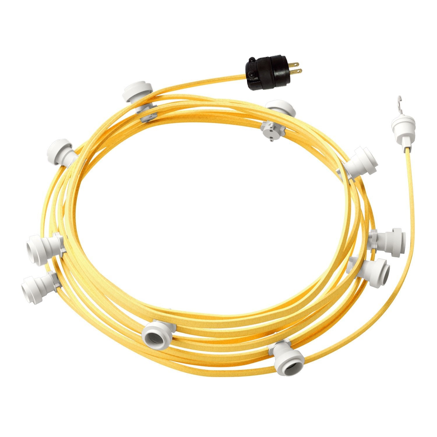 Ready-to-use 40ft String Light with 5 white Sockets, Hook and Plug - CM10