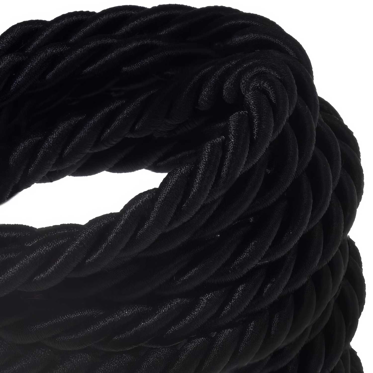 Rope electrical wire 18/3 AWG wire inside. Shiny Black Fabric
