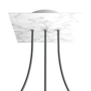 Rosone Rose-One quadrato, 200 mm con 3 fori in linea e 4 fori laterali - Marmo Carrara Bianco