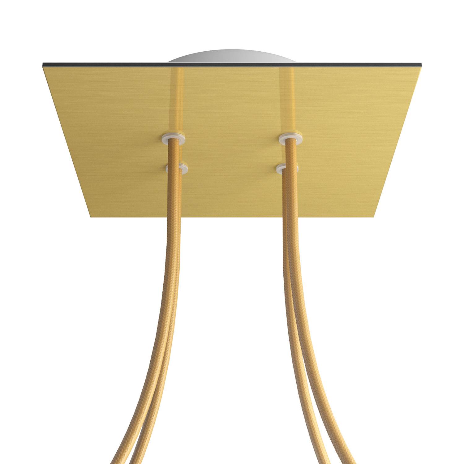 Rosone Rose-One quadrato, 200 mm con 4 fori e 4 fori laterali - Dibond Ottone satinato Bianco