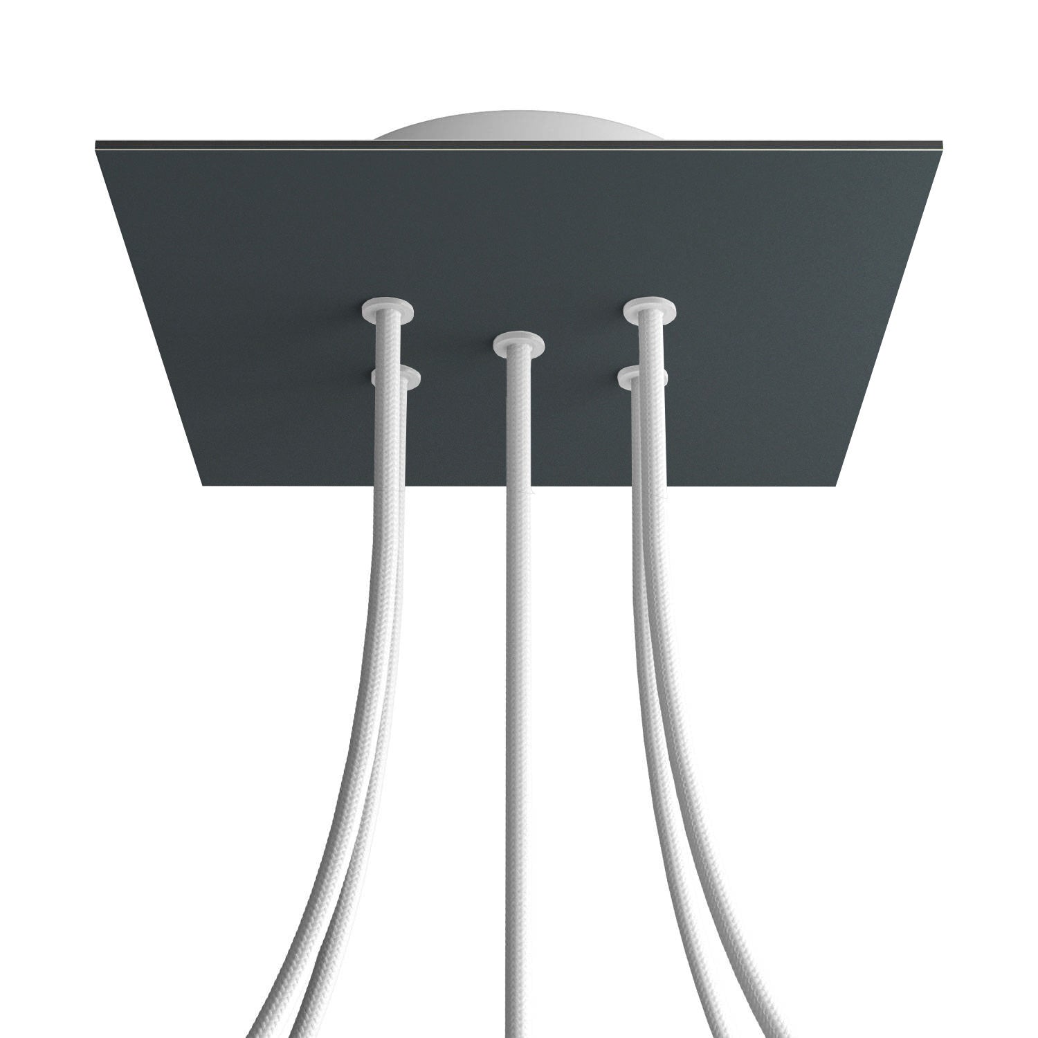 Rosone Rose-One quadrato, 200 mm con 5 fori e 4 fori laterali - Antracite Bianco