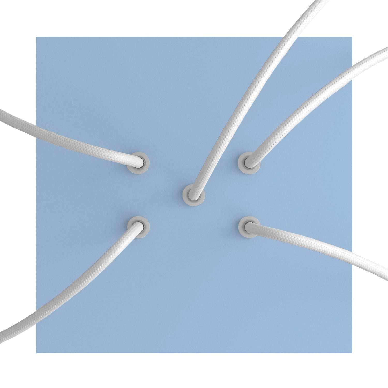 Rosone Rose-One quadrato, 200 mm con 5 fori e 4 fori laterali - Blu carta da zucchero Bianco