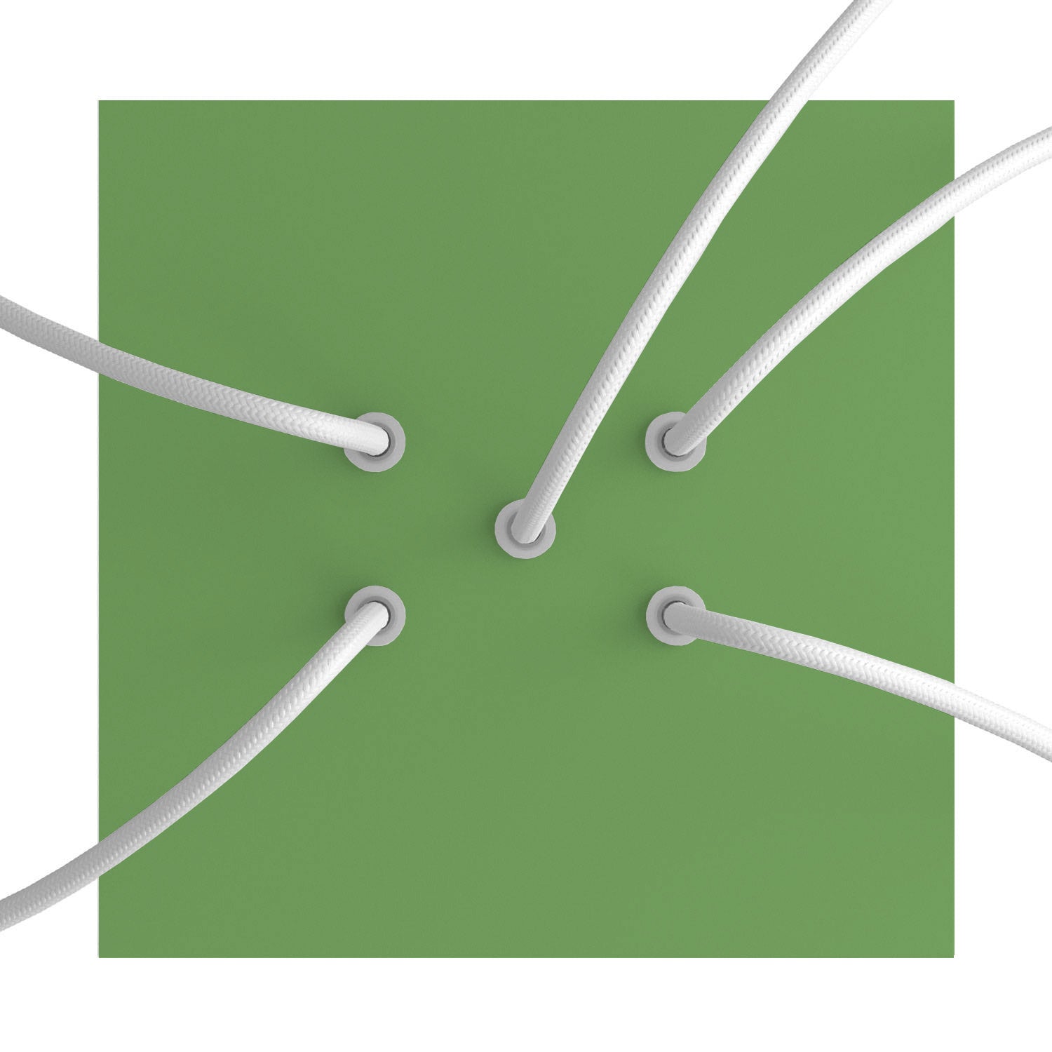 Rosone Rose-One quadrato, 200 mm con 5 fori e 4 fori laterali - Verde prato Bianco