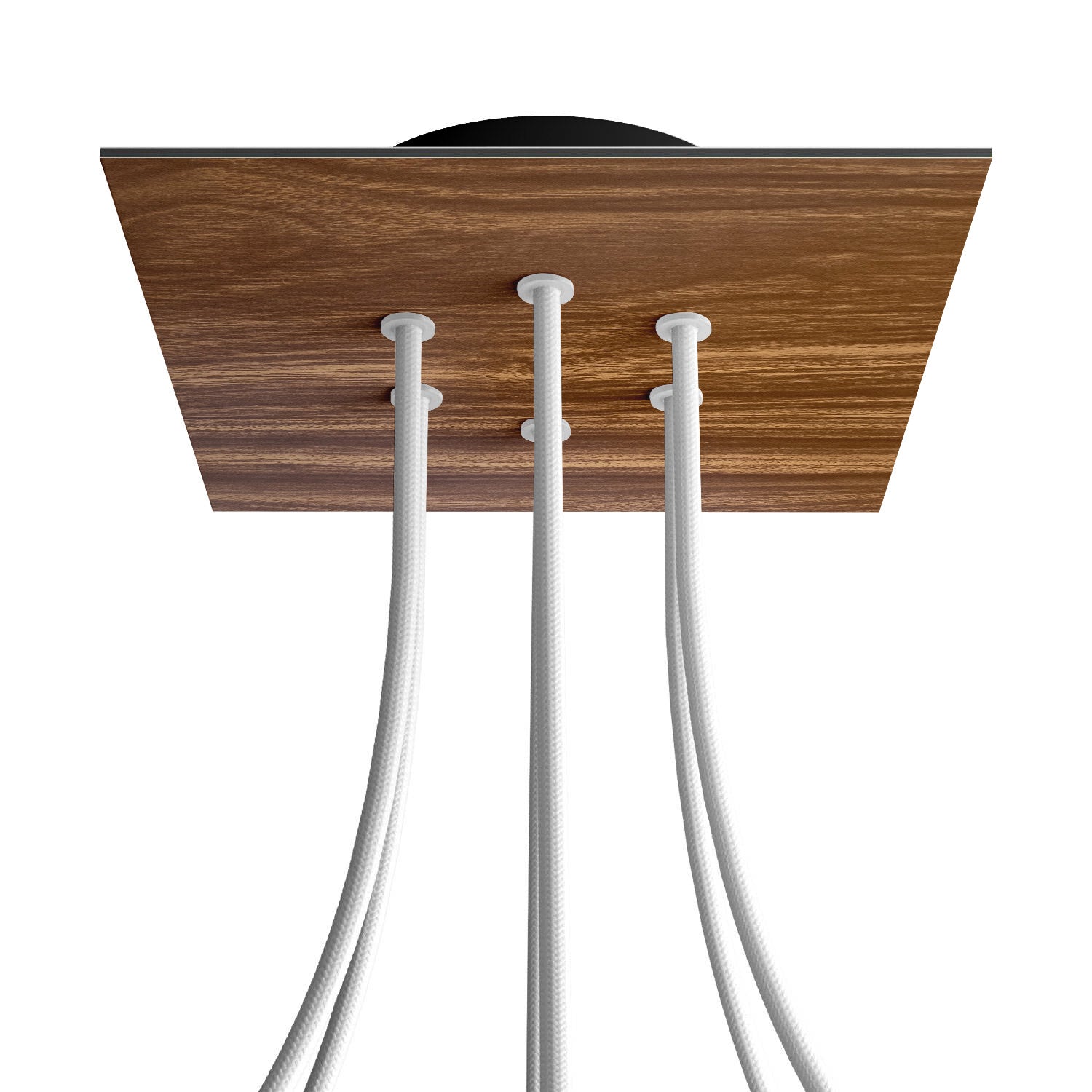 Rosone Rose-One quadrato, 200 mm con 6 fori e 4 fori laterali - Legno Nero