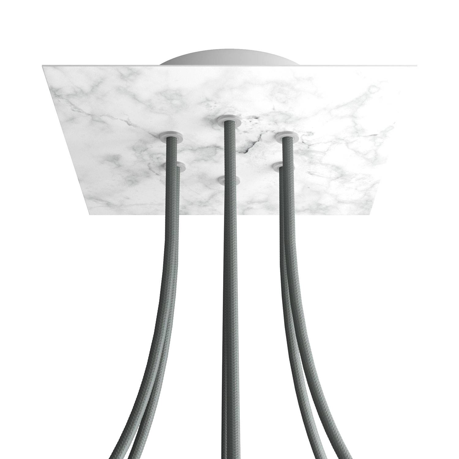 Rosone Rose-One quadrato, 200 mm con 6 fori e 4 fori laterali - Marmo Carrara Bianco