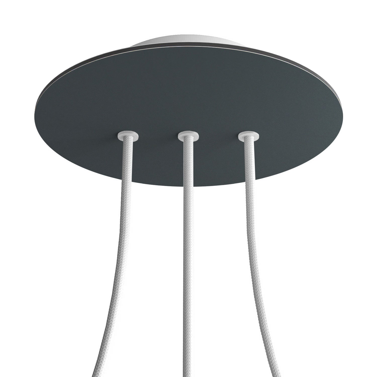 Rosone Rose-One rotondo, diametro 200 mm con 3 fori in linea e 4 fori laterali - Antracite Bianco