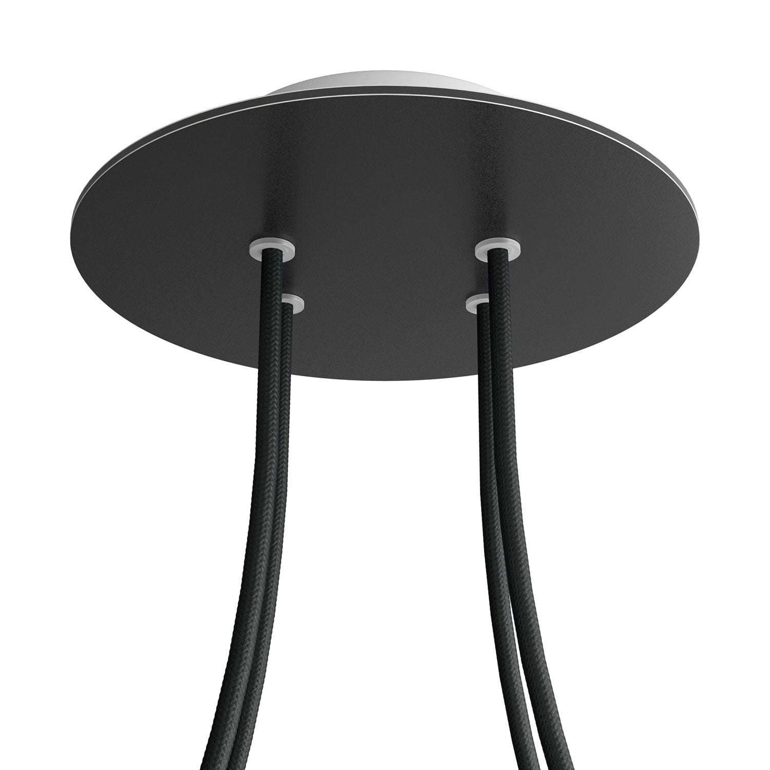 Rosone Rose-One rotondo, diametro 200 mm con 4 fori e 4 fori laterali - Nero opaco Bianco