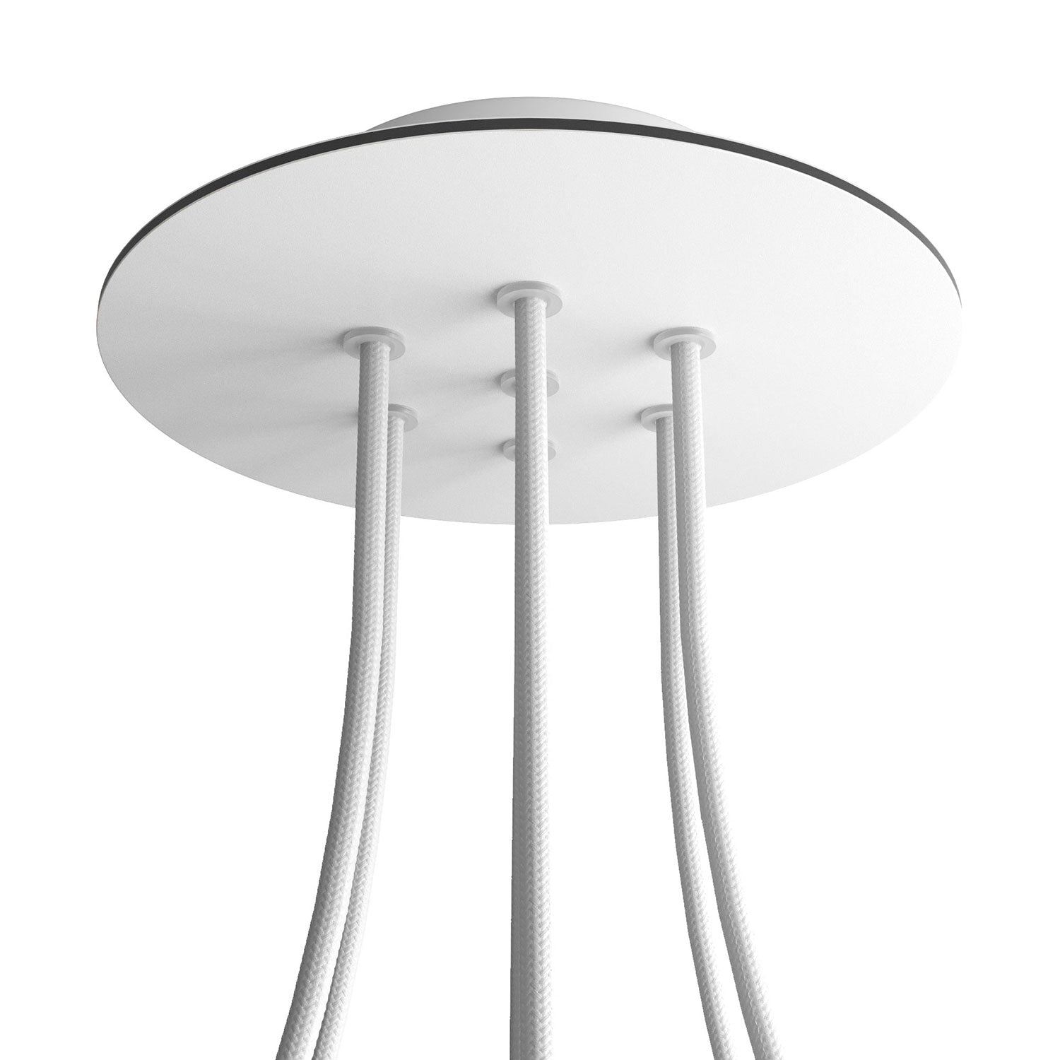 Rosone Rose-One rotondo, diametro 200 mm con 7 fori e 4 fori laterali - Bianco opaco Bianco