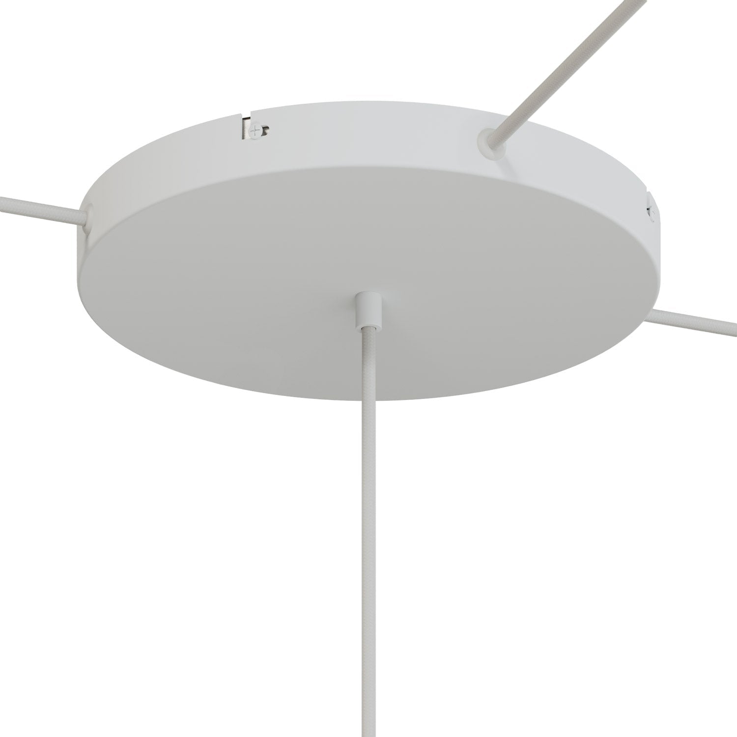 Rosone rotondo in alluminio Ø 30 cm con staffa e cavo di messa a terra, con 1 foro centrale - Bianco Opaco 3