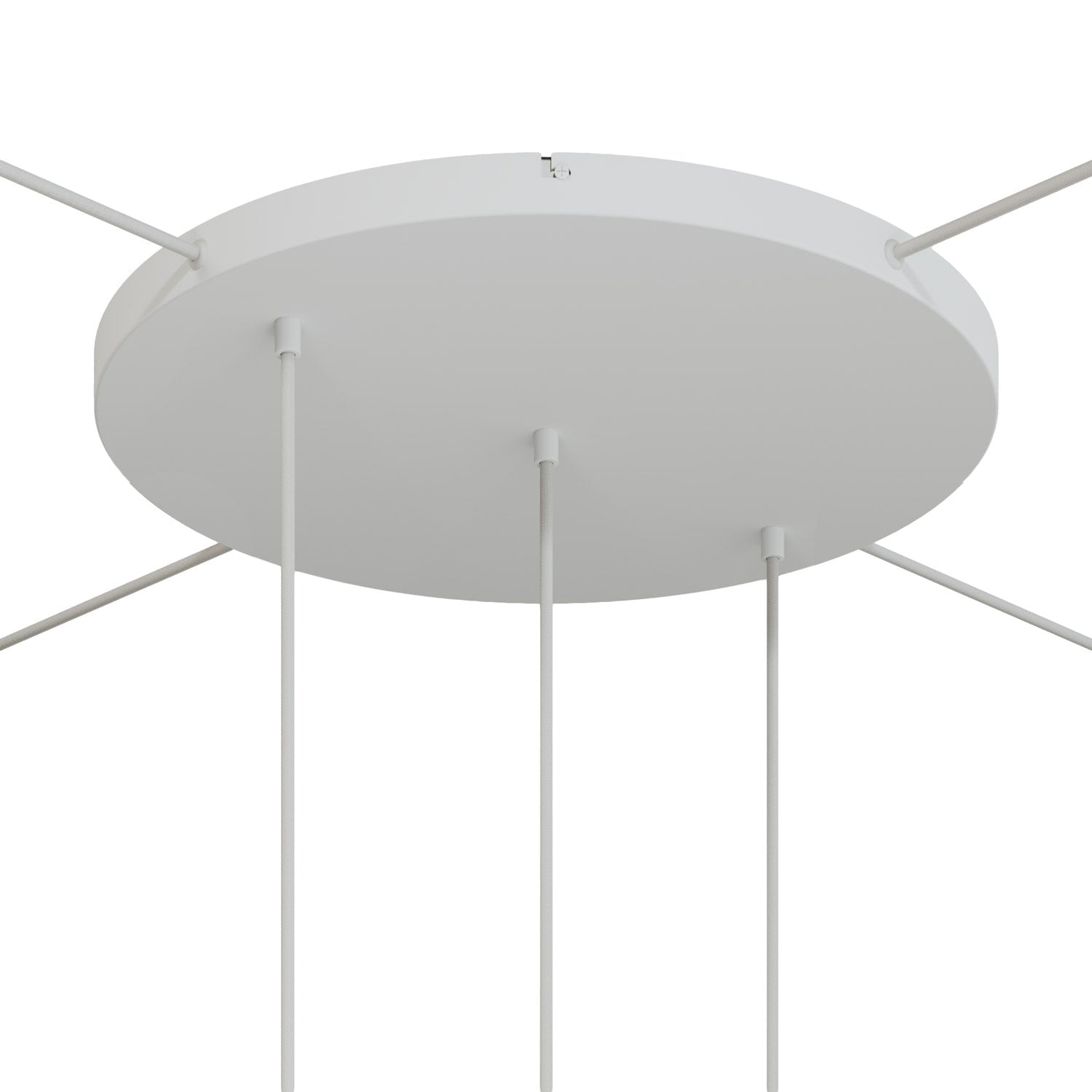 Rosone rotondo in alluminio Ø 50 cm con staffa e cavo di messa a terra, con 3 fori in linea frontali - Bianco Opaco 4