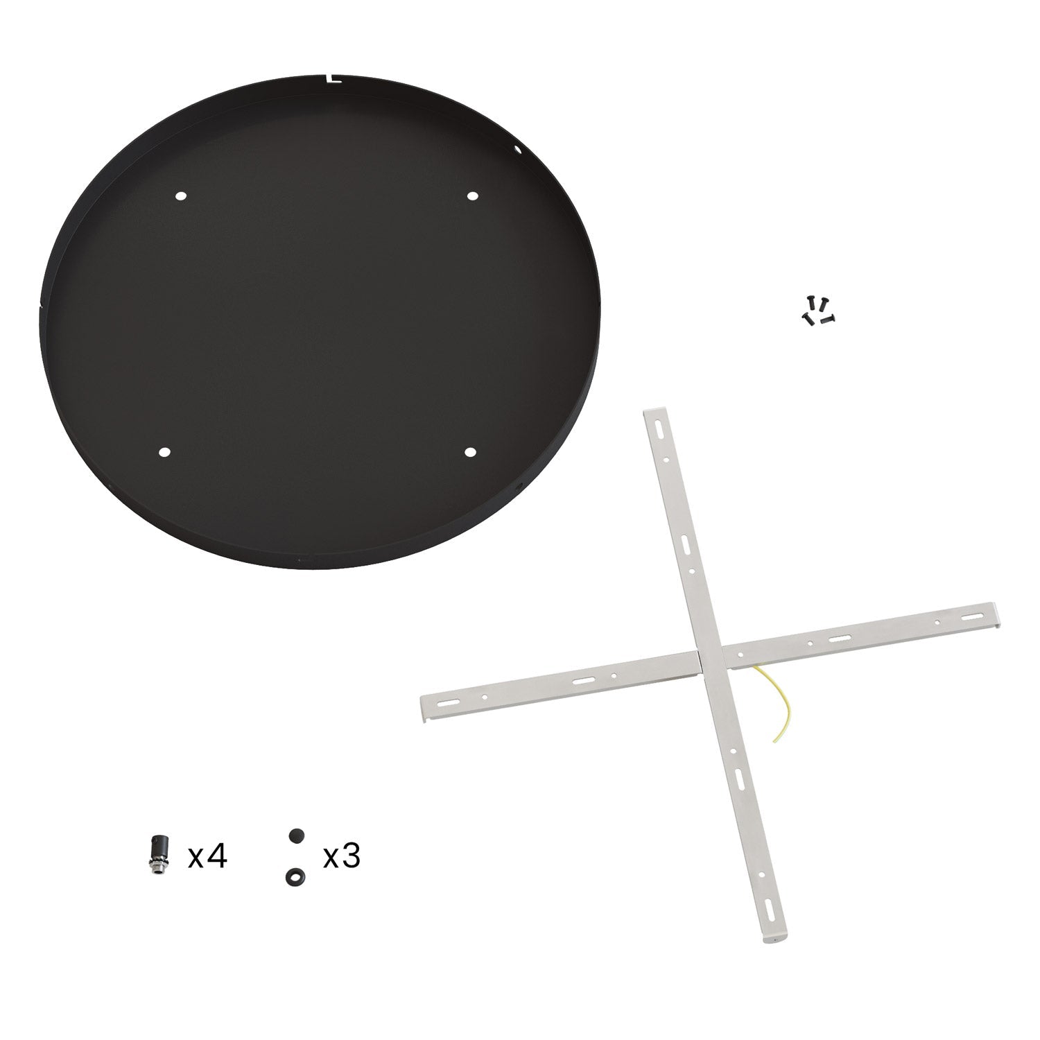 Rosone rotondo in alluminio Ø 50 cm con staffa e cavo di messa a terra, con 4 fori frontali - Nero 3