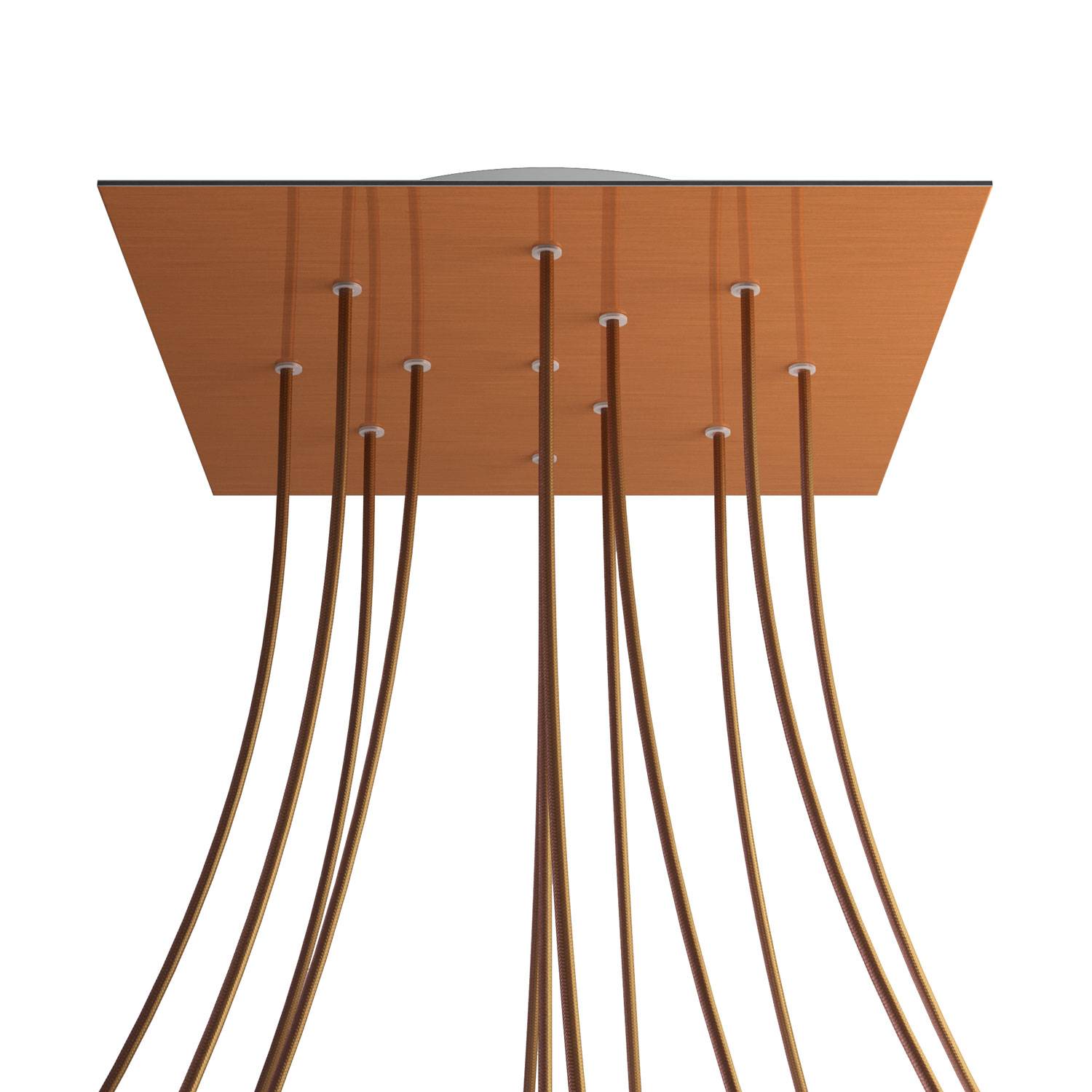 Rosone XXL Rose-One quadrato, 400 mm con 12 fori e 4 fori laterali - Dibond Rame satinato Bianco