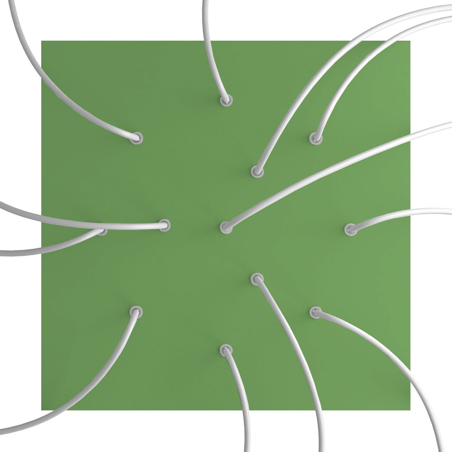 Rosone XXL Rose-One quadrato, 400 mm con 12 fori e 4 fori laterali - Verde prato Bianco