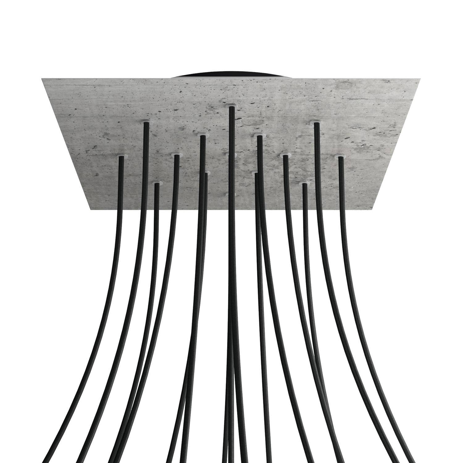 Rosone XXL Rose-One quadrato, 400 mm con 15 fori e 4 fori laterali - Cemento Nero