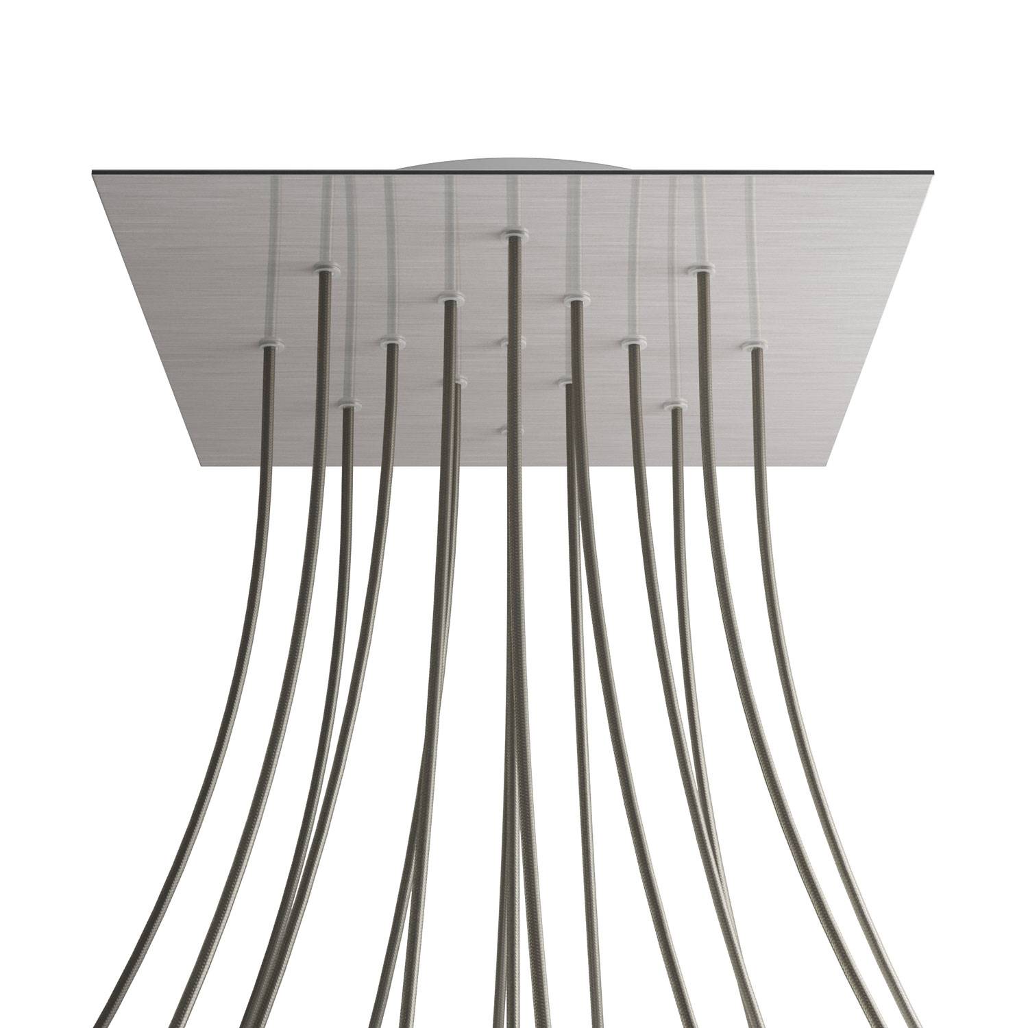 Rosone XXL Rose-One quadrato, 400 mm con 15 fori e 4 fori laterali - Dibond Acciaio satinato Bianco