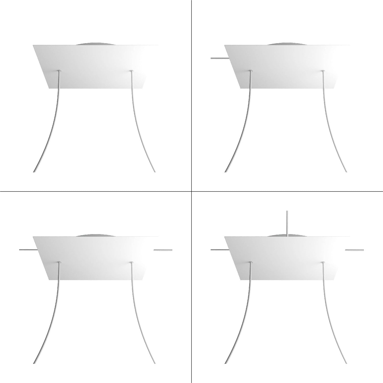 Rosone XXL Rose-One quadrato, 400 mm con 2 fori e 4 fori laterali - Bianco opaco Bianco