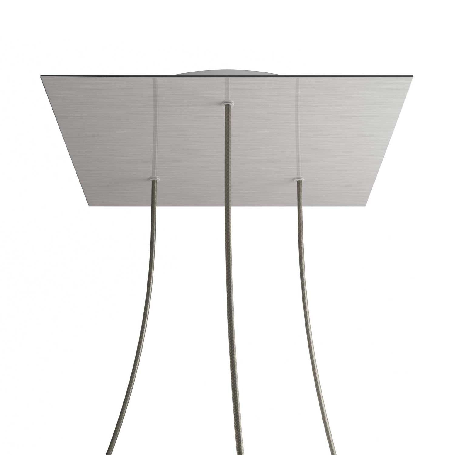 Rosone XXL Rose-One quadrato, 400 mm con 3 fori e 4 fori laterali - Dibond Acciaio satinato Bianco