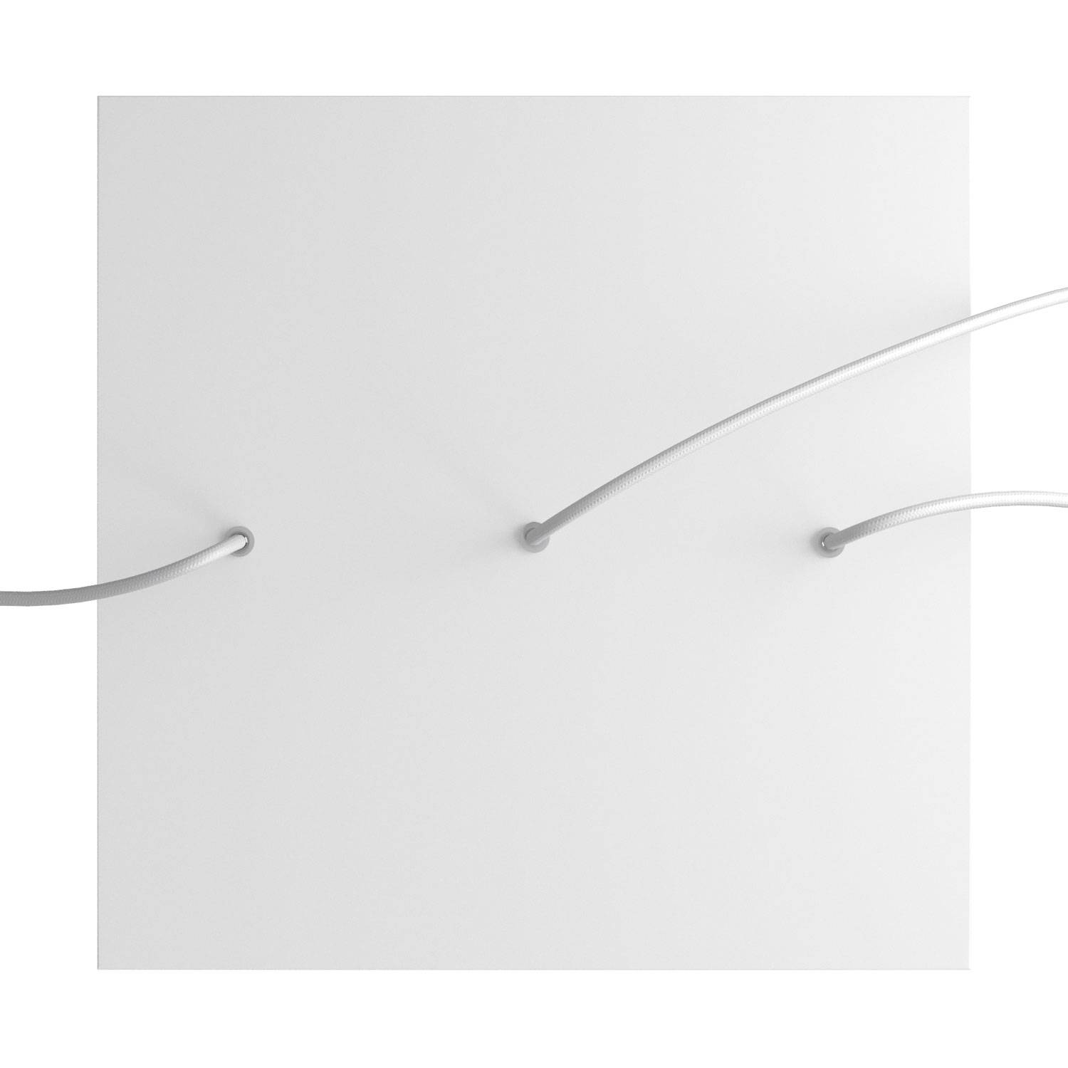 Rosone XXL Rose-One quadrato, 400 mm con 3 fori in linea e 4 fori laterali - Bianco opaco Bianco