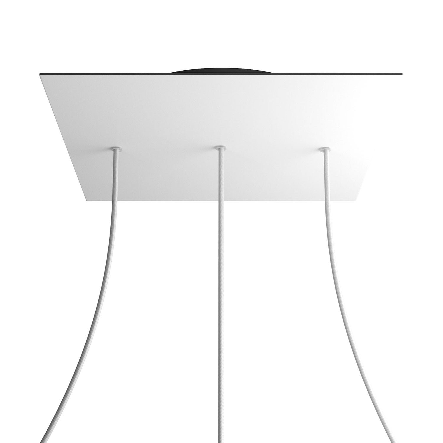 Rosone XXL Rose-One quadrato, 400 mm con 3 fori in linea e 4 fori laterali - Bianco opaco Nero