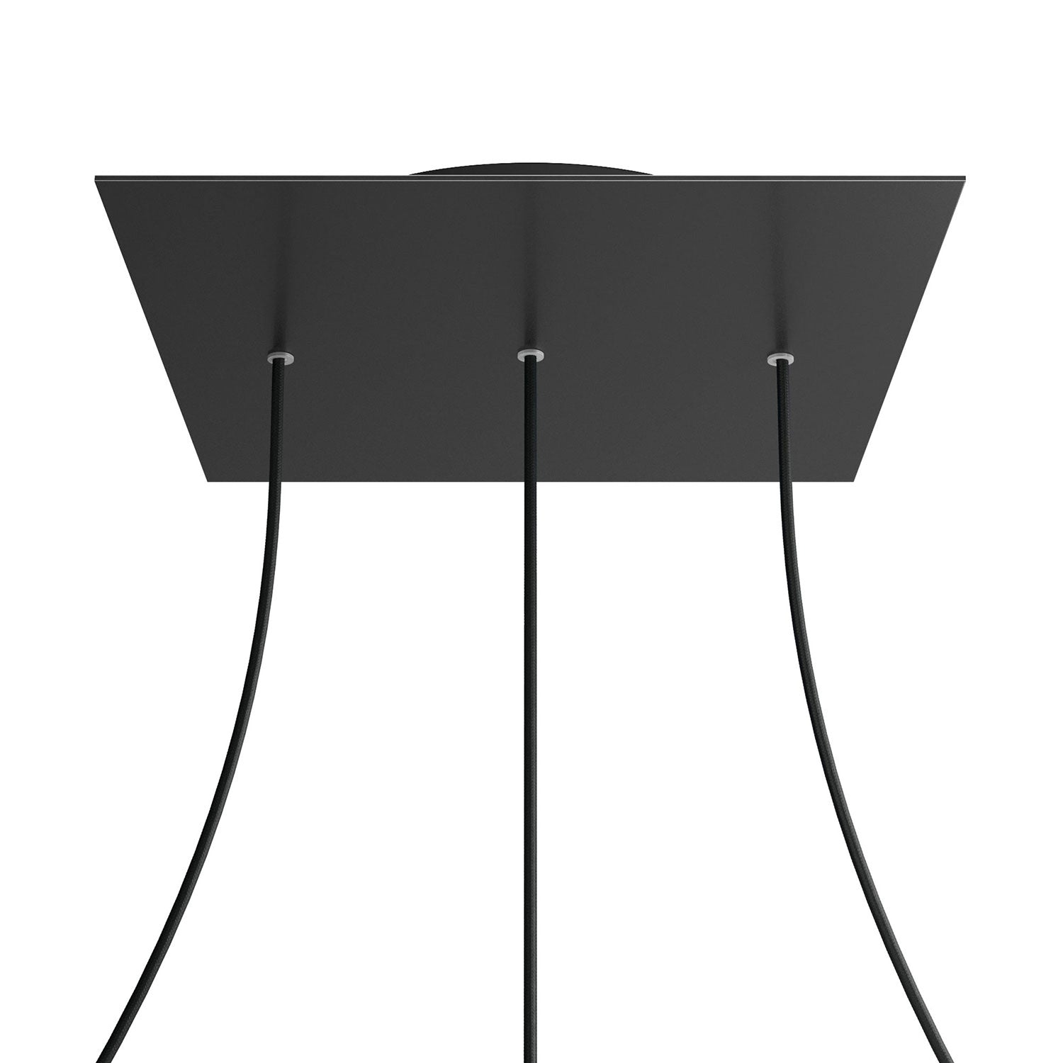 Rosone XXL Rose-One quadrato, 400 mm con 3 fori in linea e 4 fori laterali - Nero opaco Nero