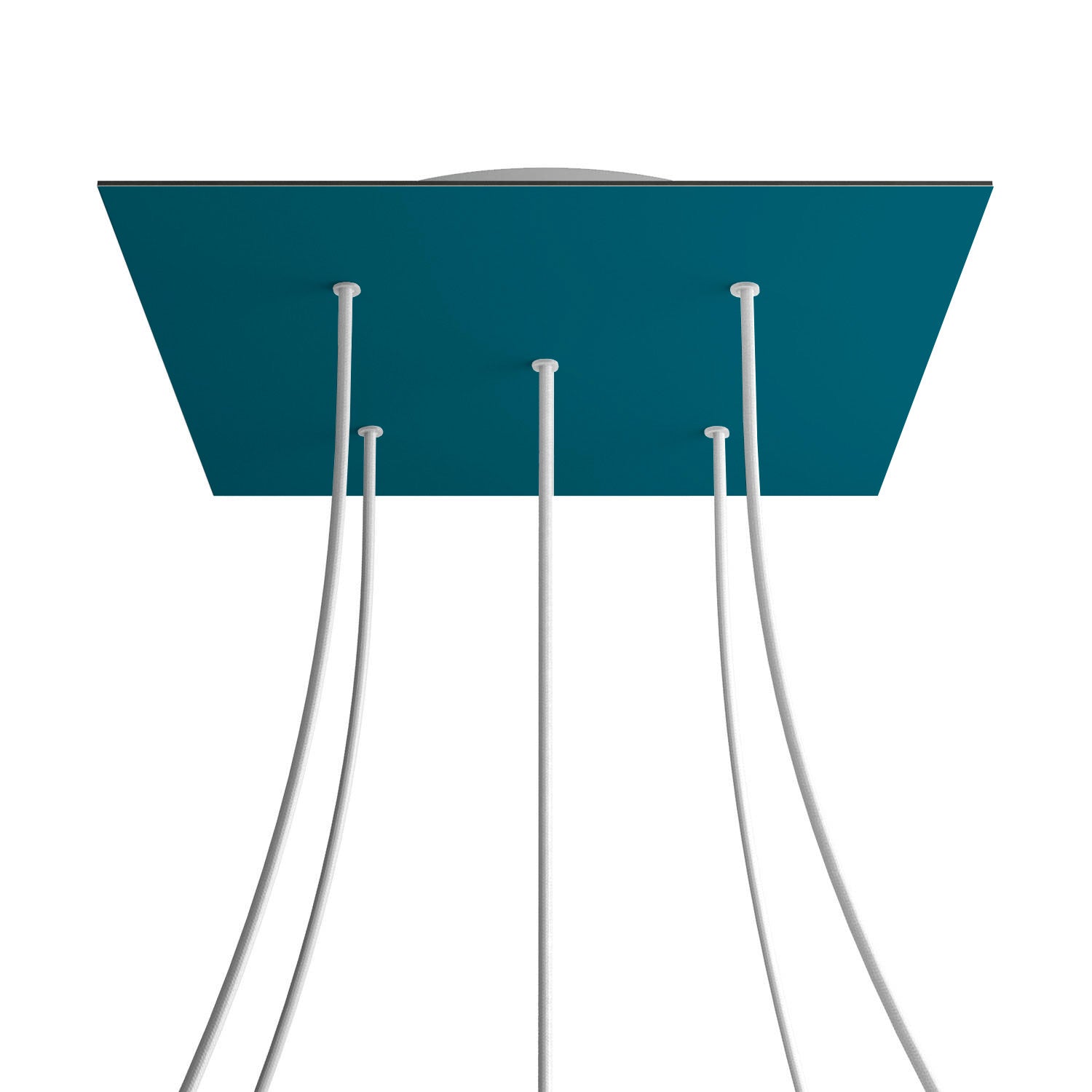 Rosone XXL Rose-One quadrato, 400 mm con 5 fori e 4 fori laterali - Petrolio Bianco