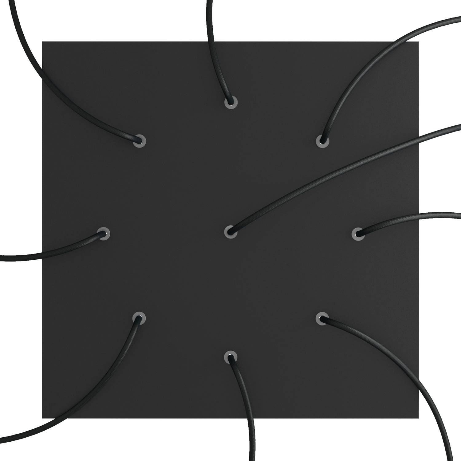 Rosone XXL Rose-One quadrato, 400 mm con 9 fori e 4 fori laterali - Nero opaco Bianco